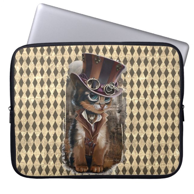 Housse Pour Ordinateur Portable Steampunk Kitty (Devant)