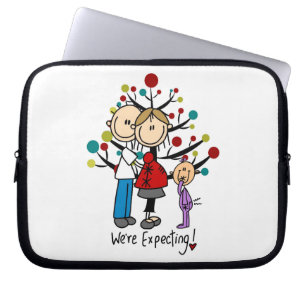 Housse Pour Ordinateur Portable Stick Figures Expectant Parents Girl