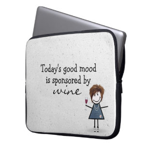 Housse Pour Ordinateur Portable Stick Girl With Wine and Sneakers