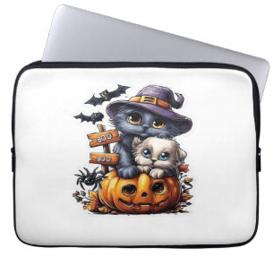 Housse Pour Ordinateur Portable Sticker Chat Halloween mignonne - Casquette sorciè