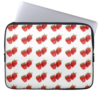 Housse Pour Ordinateur Portable Strawberry Seamless Pattern – Cute Red Fruit on Wh