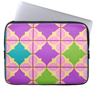 Housse Pour Ordinateur Portable 🌈 Style d'art abstrait géométrique vibrant en blo