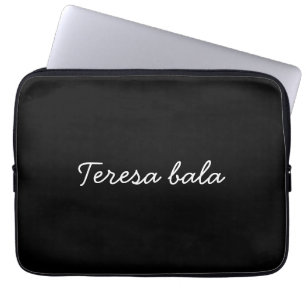 Housse Pour Ordinateur Portable Style de nom de script noir moderne avec monogramm