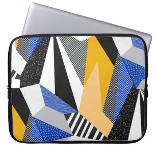 Housse Pour Ordinateur Portable Style Memphis : Collage géométrique créatif.