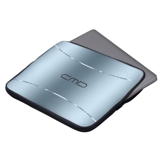 Housse Pour Ordinateur Portable Style métallique bleu acier inoxydable (Devant haut)