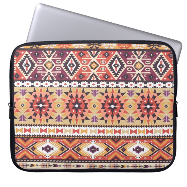 Housse Pour Ordinateur Portable Style tribal coloré, motif dynamique et transparen (Devant)