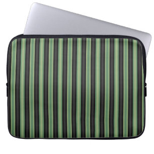 Housse Pour Ordinateur Portable Style Vintage Olive Sage Vert noir 3D rayé