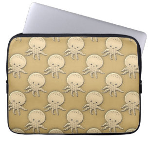 Housse Pour Ordinateur Portable Style vintage Sepia Baby Octopus Tissu Papier