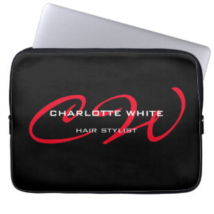 Housse Pour Ordinateur Portable Styliste de cheveux Monogramme minimaliste moderne