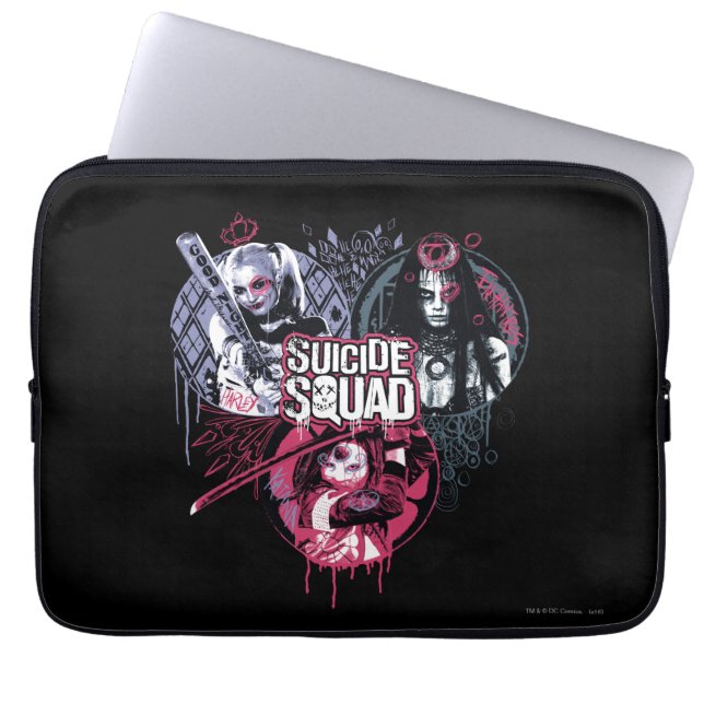Housse Pour Ordinateur Portable Suicide Squad | Girls Graffiti Badges (Devant)