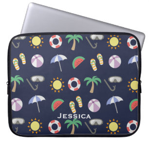Housse Pour Ordinateur Portable Summer Beach Motif bleu vacances Personnalisé