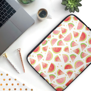 Housse Pour Ordinateur Portable Summer Watermelon Slices & Gold Heart Pattern