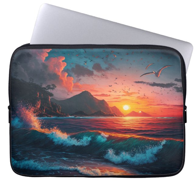 Housse Pour Ordinateur Portable SUNSET D'ÎLE #1 Sleeve Ordinateur Portable (Devant)