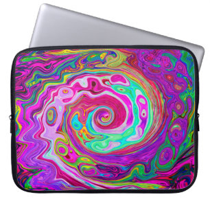 Housse Pour Ordinateur Portable Super Retro Abstrait Magenta Rainbow Swirl