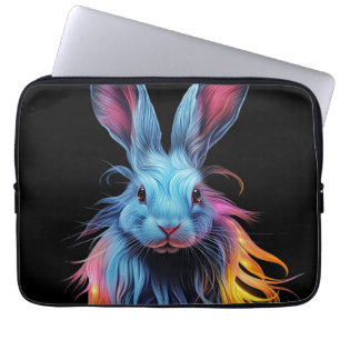 Housse Pour Ordinateur Portable Superbe Lapin Bleu en feu