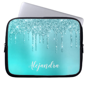 Housse Pour Ordinateur Portable Superbes gouttes de menthe bleu aqua & parties sci
