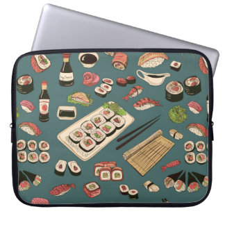 Housse Pour Ordinateur Portable Sushi coloré et rouleaux sans couture motif, excel