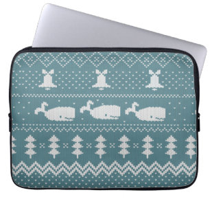 Housse Pour Ordinateur Portable Sweat de Noël Motif Knagged Baleine Rustique