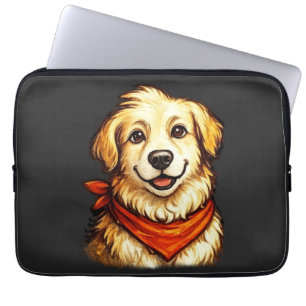 Housse Pour Ordinateur Portable Sweat-shirt Chien Doré Heureux Dessiné à la Main