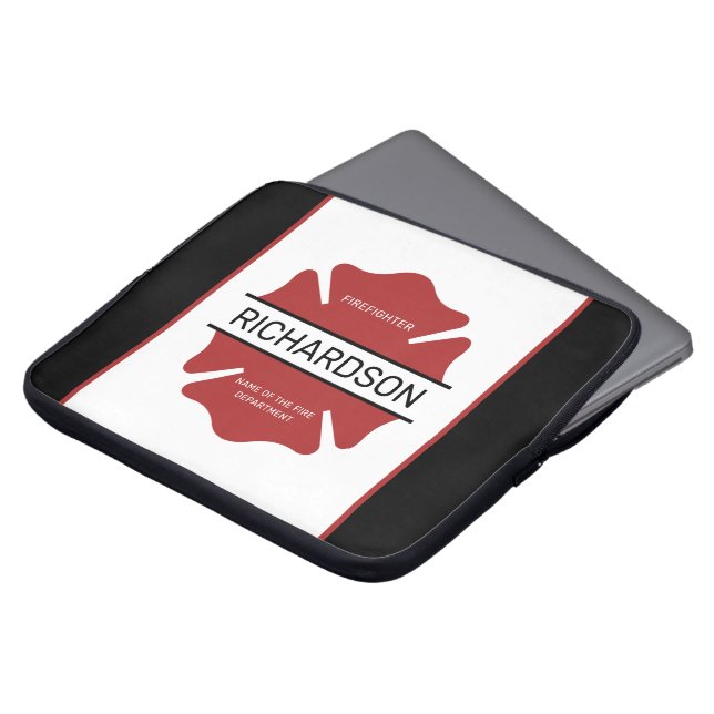 Housse Pour Ordinateur Portable Symbole logo rouge du pompier personnalisé (Devant haut)