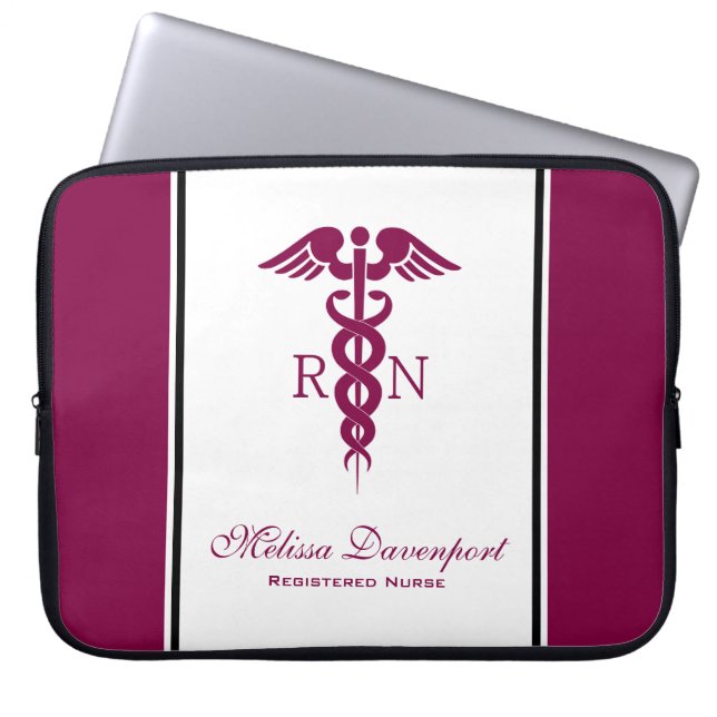 Housse Pour Ordinateur Portable Symbole Médicale rouge Caduceus Nurse (Devant)