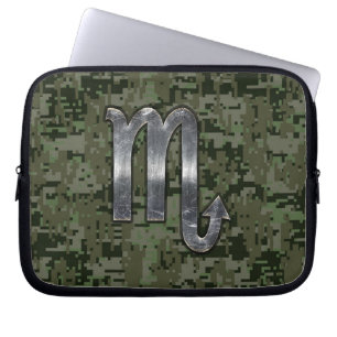 Housse Pour Ordinateur Portable SYMBOLE Zodiaque Scorpio Camo numérique vert olive