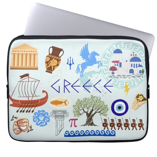 Housse Pour Ordinateur Portable Symboles grecs Amateurs de voyage (Devant)