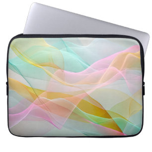 Housse Pour Ordinateur Portable Symphonie Pastel de Rubans Flottants et Fluides
