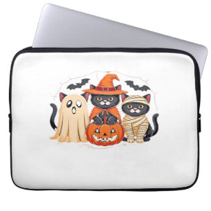 Housse Pour Ordinateur Portable T-shirt classique chat citrouille fantôme mignon H