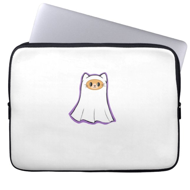 Housse Pour Ordinateur Portable T-shirt classique chat fantôme_3 (Devant)