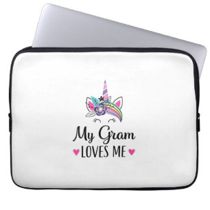 Housse Pour Ordinateur Portable T-Shirt Enfants Ma Gram M'aime Licorne Petite-Fill