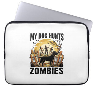 Housse Pour Ordinateur Portable T-shirt Halloween Vintage Chien de Chasse aux Zomb