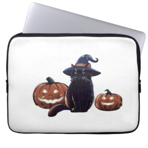 Housse Pour Ordinateur Portable T-Shirt Oversize chat noir Halloween