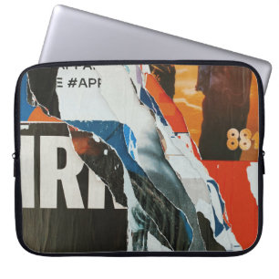 Housse Pour Ordinateur Portable Tableau abstrait noir blanc et orange