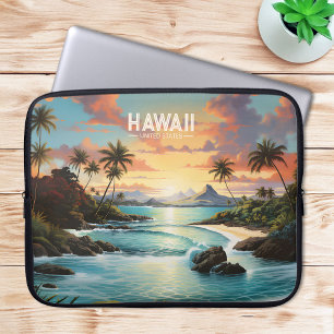 Housse Pour Ordinateur Portable Tableau vintage Hawaii Beach Paradis tropical