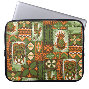 Housse Pour Ordinateur Portable Tapa vintage hawaïen de Pomaika'i Tiki