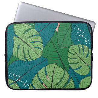 Housse Pour Ordinateur Portable Tapisserie de feuilles tropicales : verdure Vintag