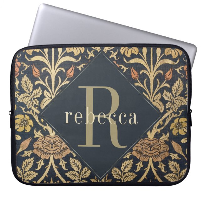 Housse Pour Ordinateur Portable Tapisserie vintage William Morris Monogramme (Devant)