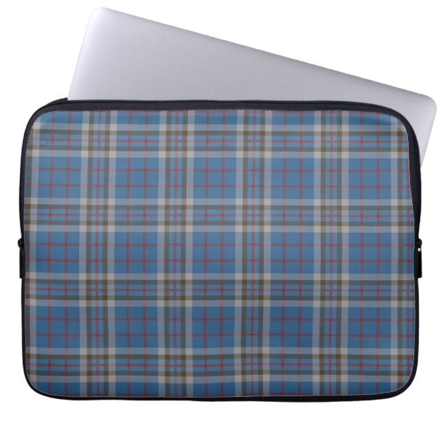 Housse Pour Ordinateur Portable Tartan Clan Thompson Plaid Grey Blue À damiers (Devant)