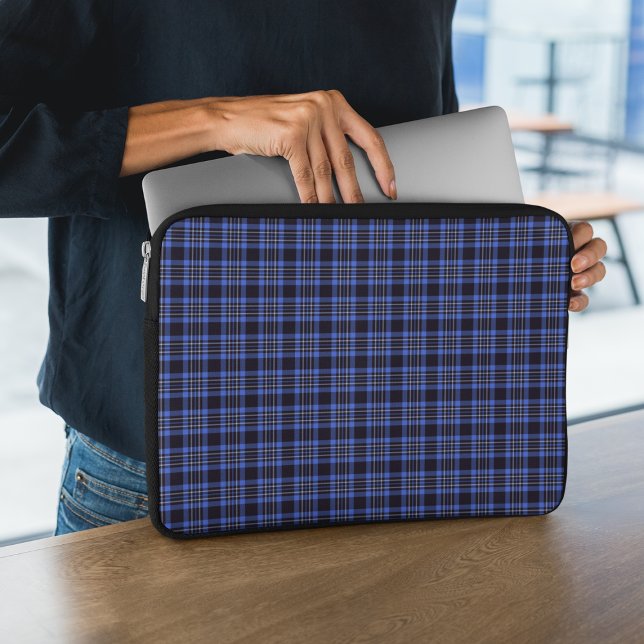 Housse Pour Ordinateur Portable Tartan écossais bleu foncé (Créateur téléchargé)
