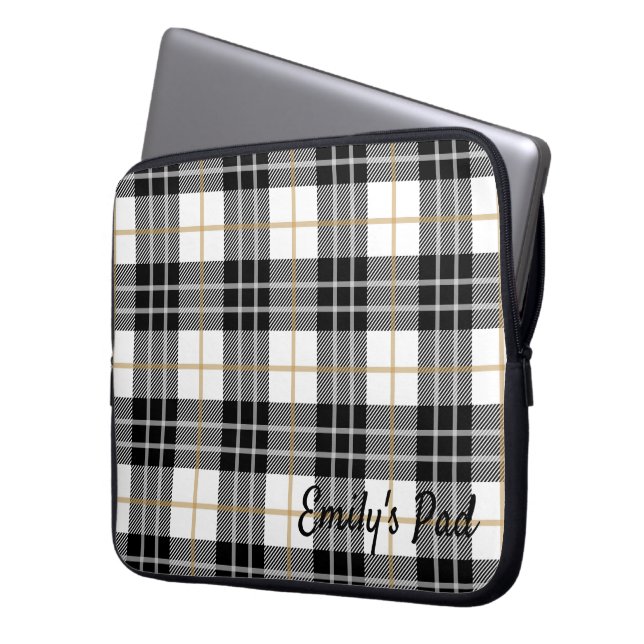Housse Pour Ordinateur Portable Tartan Plaid Avec Nom (devant gauche)