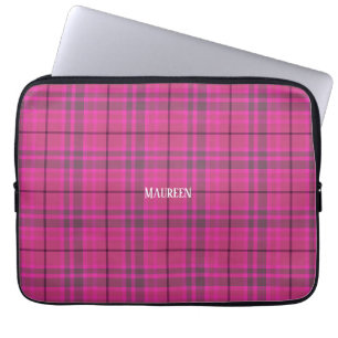 Housse Pour Ordinateur Portable Tartan préppant rose et violet