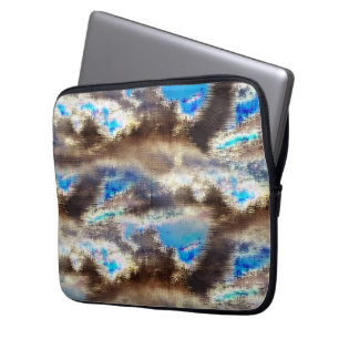 Housse Pour Ordinateur Portable Teinte bleue et brune dans un bois brut