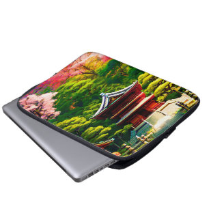 Housse Pour Ordinateur Portable Temple des fleurs de cerisier