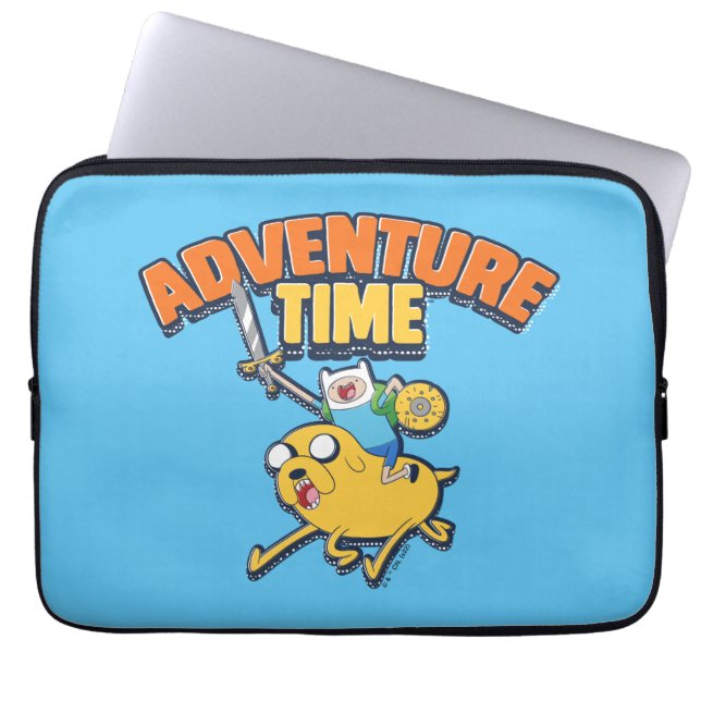 Housse Pour Ordinateur Portable Temps d'aventure | Finn Riding Jake (Devant)