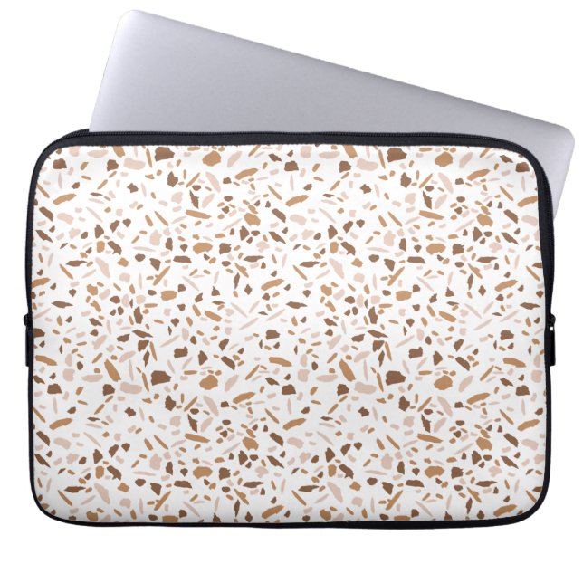 Housse Pour Ordinateur Portable Terrazzo Brown et Beige et White (Devant)