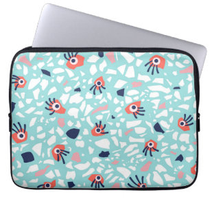 Housse Pour Ordinateur Portable Terrazzo Funny Motif géométrique avec les yeux