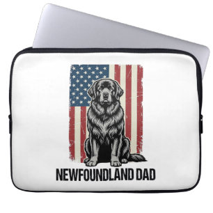 Housse Pour Ordinateur Portable Terre-Neuve Papa Chien Patriotique Vintage