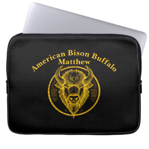 Housse Pour Ordinateur Portable Tête de bison buffle gravée dans un design circula