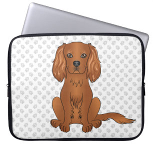 Housse Pour Ordinateur Portable Tête de Cavalier King Charles Spaniel Rubis & Patt